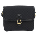 CELINE Macadam Canvas Shoulder Bag Black Gold Auth 180571A-13