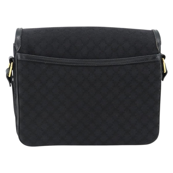 CELINE Macadam Canvas Shoulder Bag Black Gold Auth 180571A