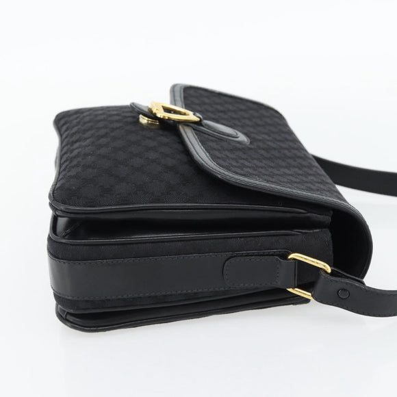 CELINE Macadam Canvas Shoulder Bag Black Gold Auth 180571A