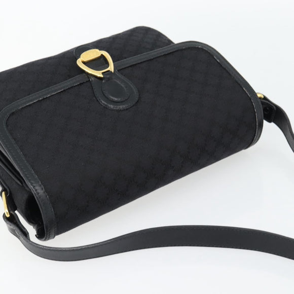 CELINE Macadam Canvas Shoulder Bag Black Gold Auth 180571A