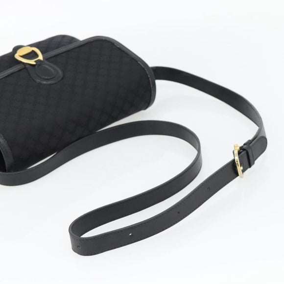 CELINE Macadam Canvas Shoulder Bag Black Gold Auth 180571A