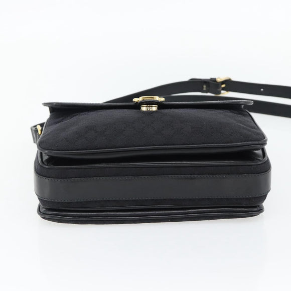 CELINE Macadam Canvas Shoulder Bag Black Gold Auth 180571A