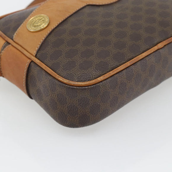 CELINE Macadam Canvas Shoulder Bag PVC Leather Brown Gold Auth 180579A