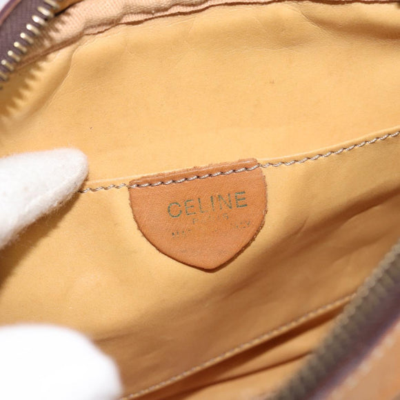 CELINE Macadam Canvas Shoulder Bag PVC Leather Brown Gold Auth 180579A