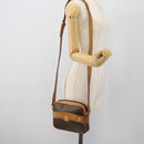 CELINE Macadam Canvas Shoulder Bag PVC Leather Brown Gold Auth 180579A-23