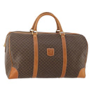 CELINE Macadam Canvas Boston Bag PVC Leather Brown Gold Auth 180582-1