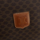 CELINE Macadam Canvas Boston Bag PVC Leather Brown Gold Auth 180582-15