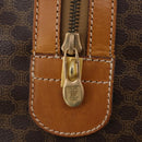 CELINE Macadam Canvas Boston Bag PVC Leather Brown Gold Auth 180582-17