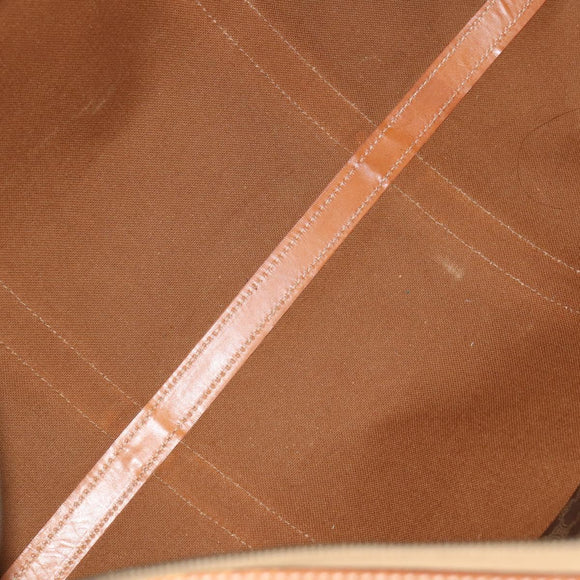 CELINE Macadam Canvas Boston Bag PVC Leather Brown Gold Auth 180582