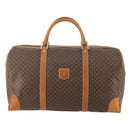 CELINE Macadam Canvas Boston Bag PVC Leather Brown Gold Auth 180582-2