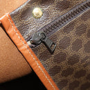 CELINE Macadam Canvas Boston Bag PVC Leather Brown Gold Auth 180582-21