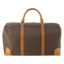 CELINE Macadam Canvas Boston Bag PVC Leather Brown Gold Auth 180582-3