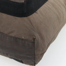 CHANEL Tote Bag Nylon Brown Silver CC Auth 180588-8