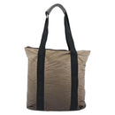 CHANEL Tote Bag Nylon Brown Silver CC Auth 180588-2