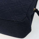 CHANEL Chain Shoulder Bag Cotton Navy Gold CC Auth 180590-15