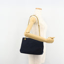CHANEL Chain Shoulder Bag Cotton Navy Gold CC Auth 180590-22