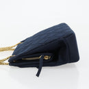 CHANEL Chain Shoulder Bag Cotton Navy Gold CC Auth 180590-4