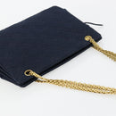 CHANEL Chain Shoulder Bag Cotton Navy Gold CC Auth 180590-6