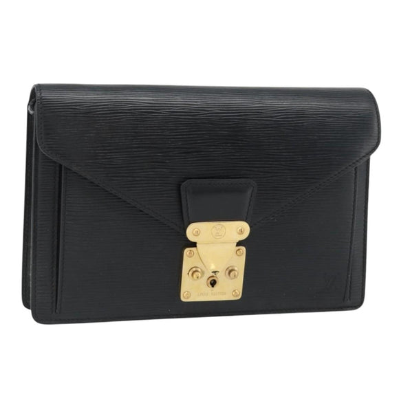 LOUIS VUITTON Epi Serie Dragonne Clutch Bag Black Noir M52612 LV Auth 180593