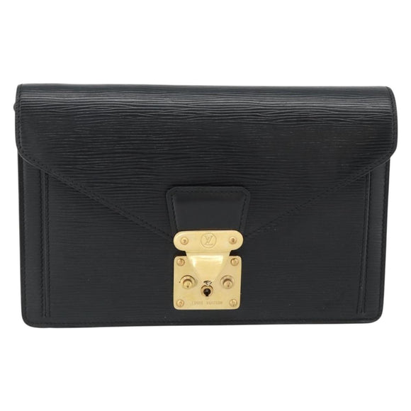 LOUIS VUITTON Epi Serie Dragonne Clutch Bag Black Noir M52612 LV Auth 180593