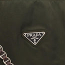 PRADA Chain Tote Bag Nylon Khaki Silver Auth 180596-17