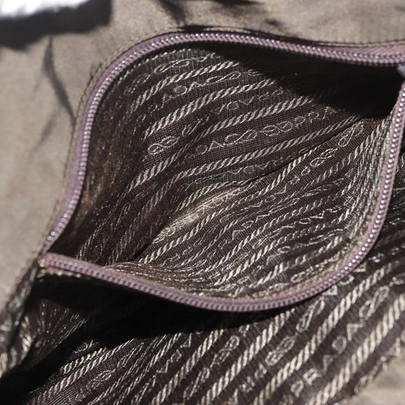 PRADA Chain Tote Bag Nylon Khaki Silver Auth 180596