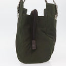 PRADA Chain Tote Bag Nylon Khaki Silver Auth 180596-3