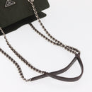 PRADA Chain Tote Bag Nylon Khaki Silver Auth 180596-7