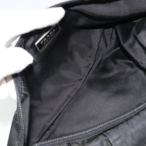 PRADA Body Bag Nylon Black Silver Auth 180598A