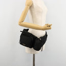 PRADA Body Bag Nylon Black Silver Auth 180598A-24