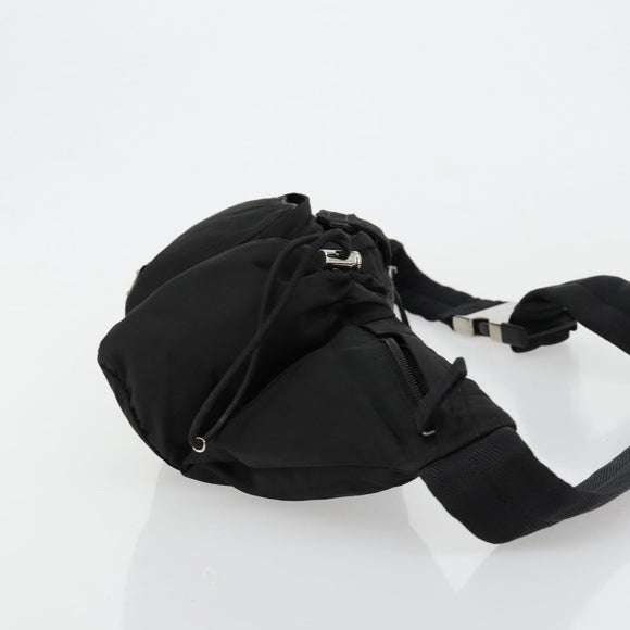 PRADA Body Bag Nylon Black Silver Auth 180598A