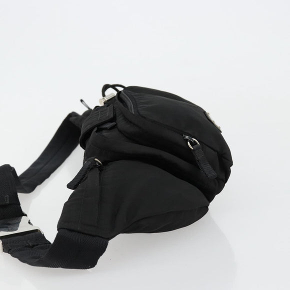 PRADA Body Bag Nylon Black Silver Auth 180598A
