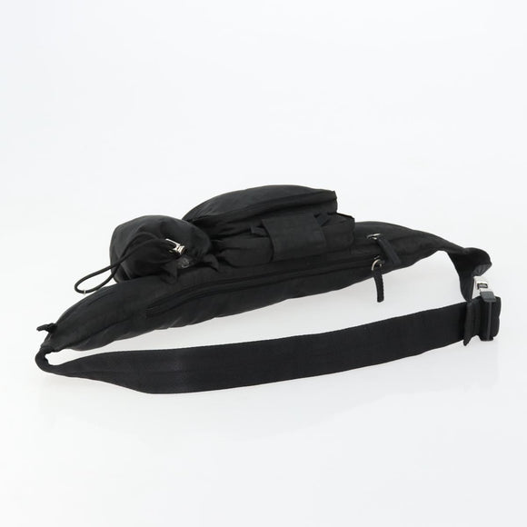 PRADA Body Bag Nylon Black Silver Auth 180598A