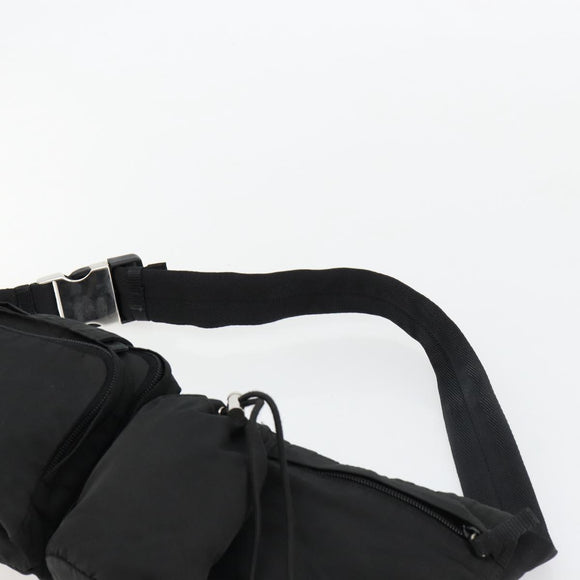 PRADA Body Bag Nylon Black Silver Auth 180598A