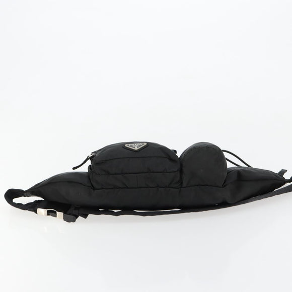 PRADA Body Bag Nylon Black Silver Auth 180598A