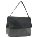 CELINE Shoulder Bag Leather Gray Silver Auth 180599A-1