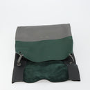 CELINE Shoulder Bag Leather Gray Silver Auth 180599A-10