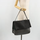 CELINE Shoulder Bag Leather Gray Silver Auth 180599A-20