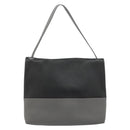 CELINE Shoulder Bag Leather Gray Silver Auth 180599A-2