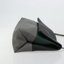 CELINE Shoulder Bag Leather Gray Silver Auth 180599A-3