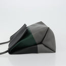 CELINE Shoulder Bag Leather Gray Silver Auth 180599A-4