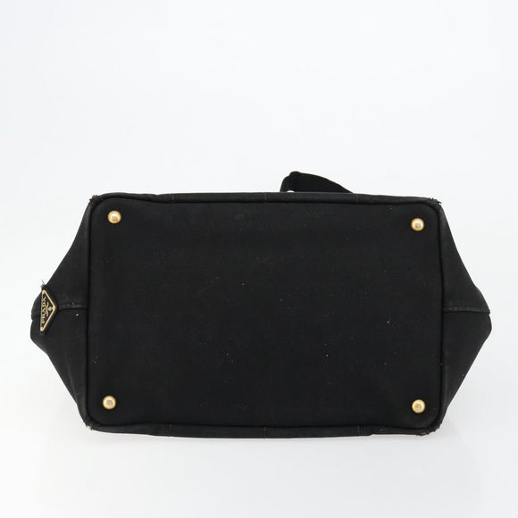 PRADA Canapa MM Handtasche Canvas 2-Wege Schwarz Gold Authentisch 180606
