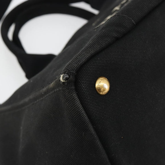 PRADA Canapa MM Handtasche Canvas 2-Wege Schwarz Gold Authentisch 180606