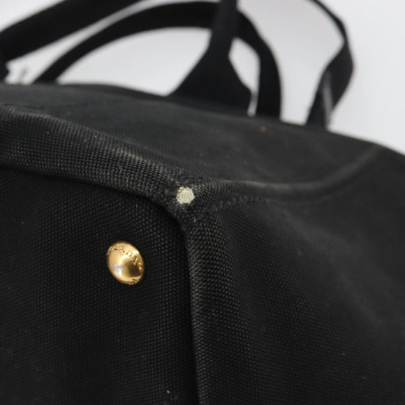 PRADA Canapa MM Handtasche Canvas 2-Wege Schwarz Gold Authentisch 180606