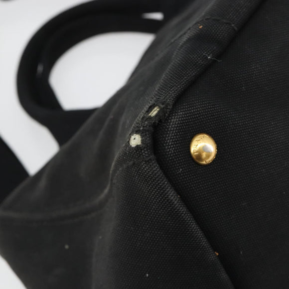 PRADA Canapa MM Handtasche Canvas 2-Wege Schwarz Gold Authentisch 180606
