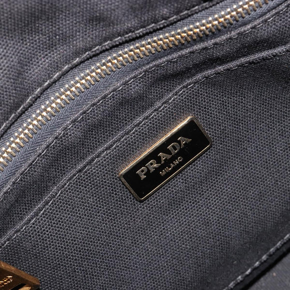 PRADA Canapa MM Handtasche Canvas 2-Wege Schwarz Gold Authentisch 180606