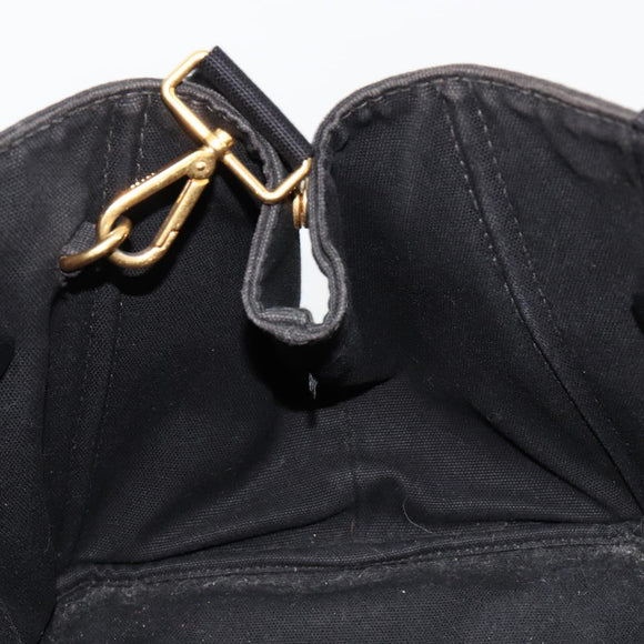 PRADA Canapa MM Handtasche Canvas 2-Wege Schwarz Gold Authentisch 180606