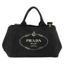 PRADA Canapa MM Handtasche Canvas 2-Wege Schwarz Gold Authentisch 180606-13