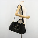 PRADA Canapa MM Handtasche Canvas 2-Wege Schwarz Gold Authentisch 180606-26