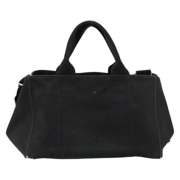 PRADA Canapa MM Handtasche Canvas 2-Wege Schwarz Gold Authentisch 180606